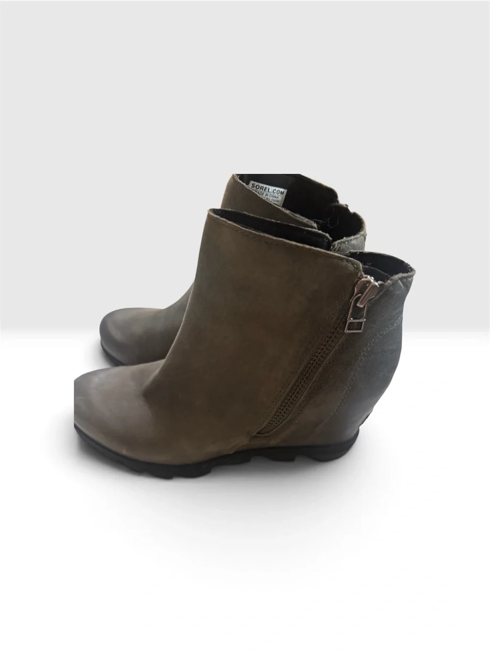 Sorel Gray Weatherproof Leather Ankle Booties